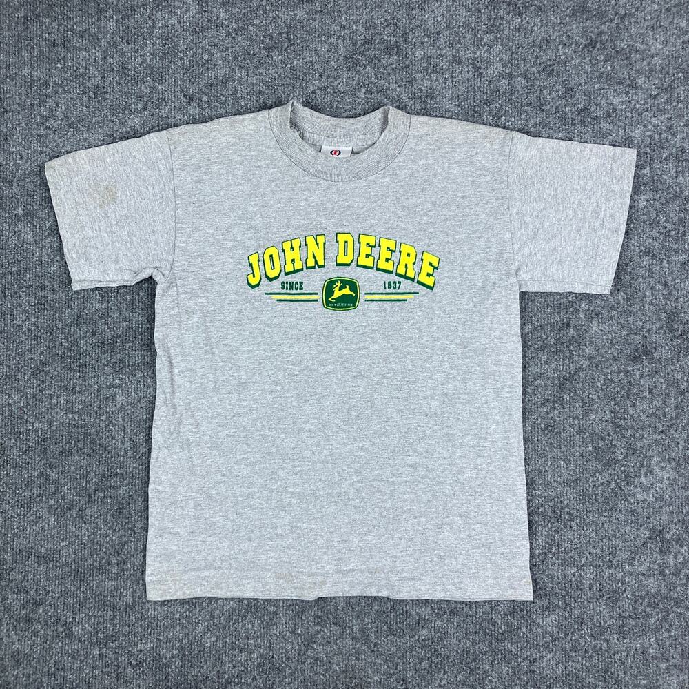 Intex John Deere T-Shirt‎ Kids XL Gray Logo Graphic Farm Tractor Fabric